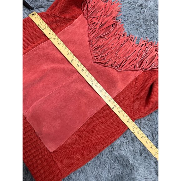 Pioneer Wear Sweater LARGE Cowgirl Cowboy Carter Fringe Suede Orange VTG 70s 80s - Picture 11 of 12